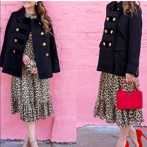 KATE SPADE Broome Street Ruffle Velvet Trim Coat